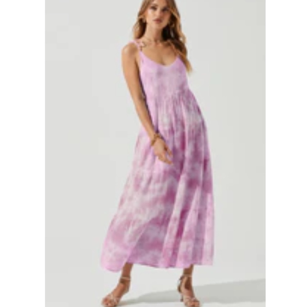Elegant Pink Tie-Dye Maxi Dress